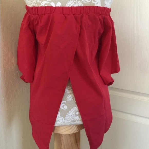 Red Off The Shoulder Blouse - Picture 3 of 8